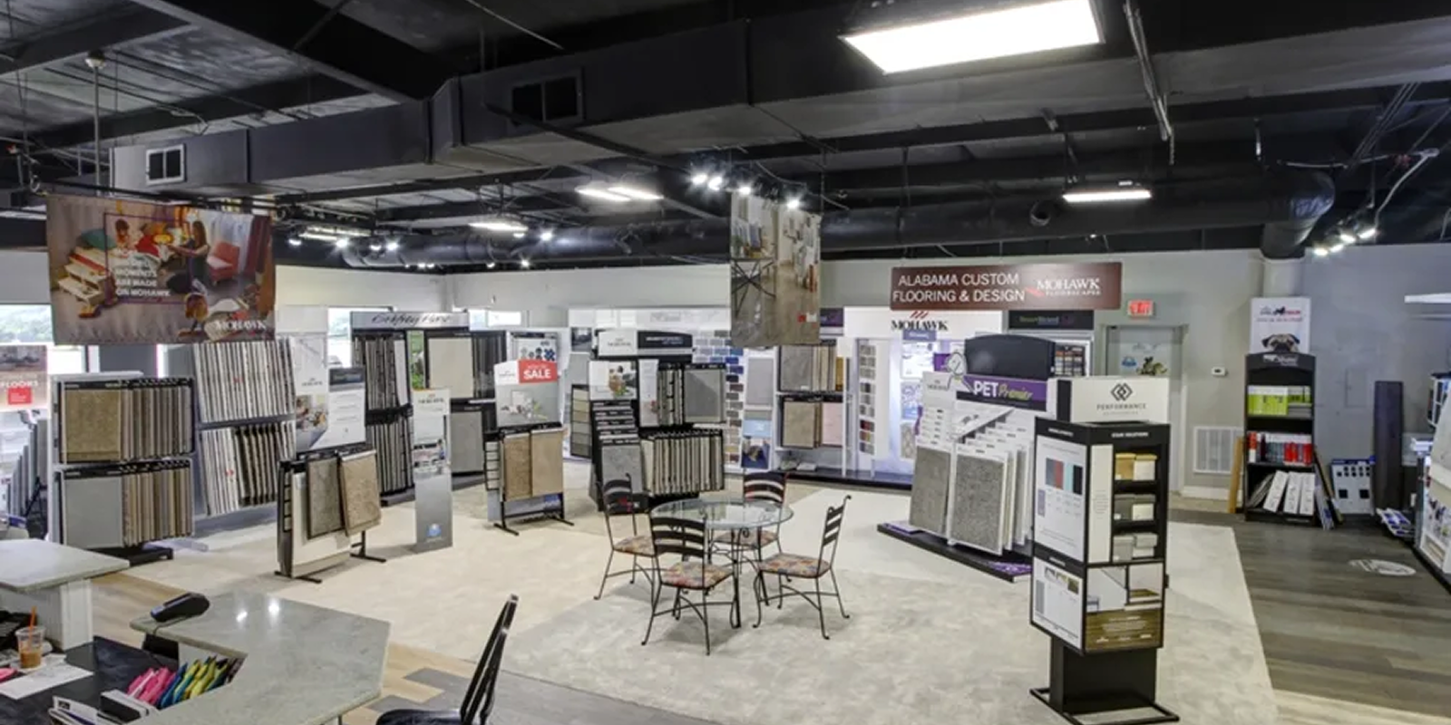 Hardwood showroom section at Alabama Custom Flooring & Design